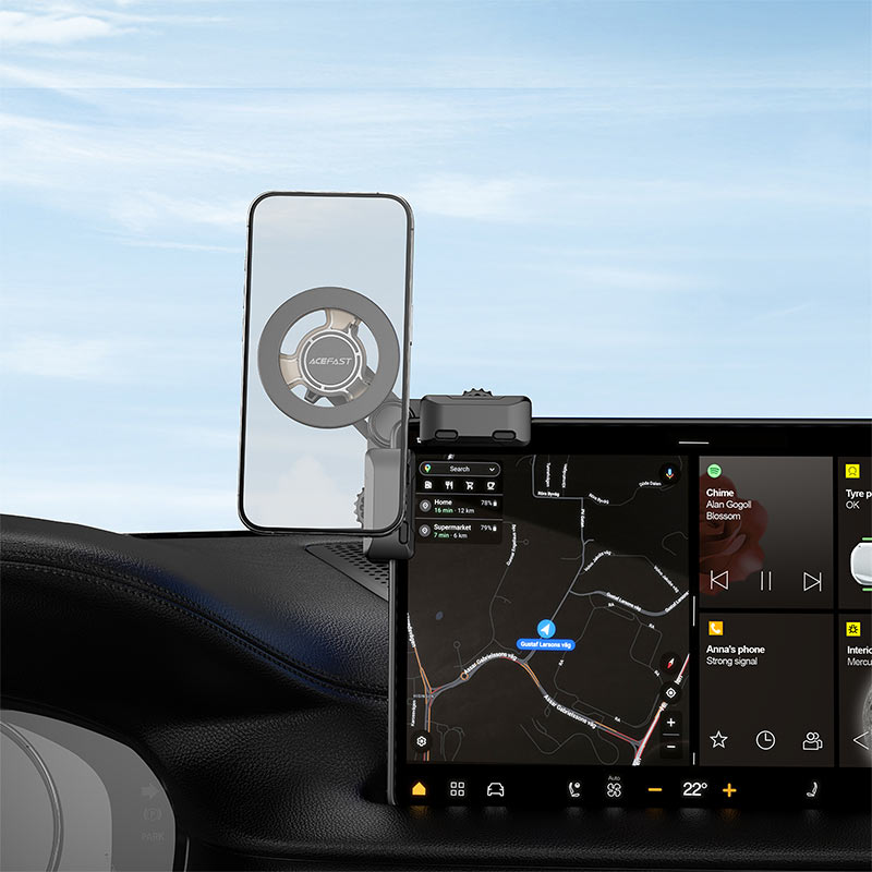מעמד לטלפון לרכב להתקנה על גבי מסך המולטימדיה, אחיזה מגנטית עוצמתית, עיצוב חדשני