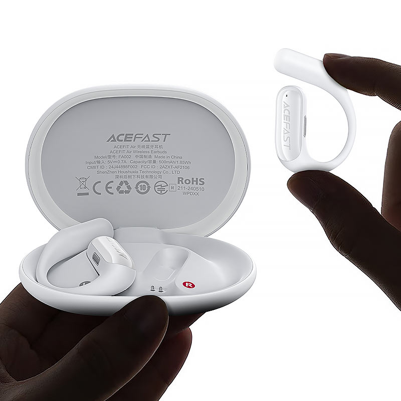 אוזניות Open-Ear אלחוטיות ACEFAST FA002 ACEFIT Air – קלות במיוחד, סאונד Hi-Fi ועמידות IP54, לבן