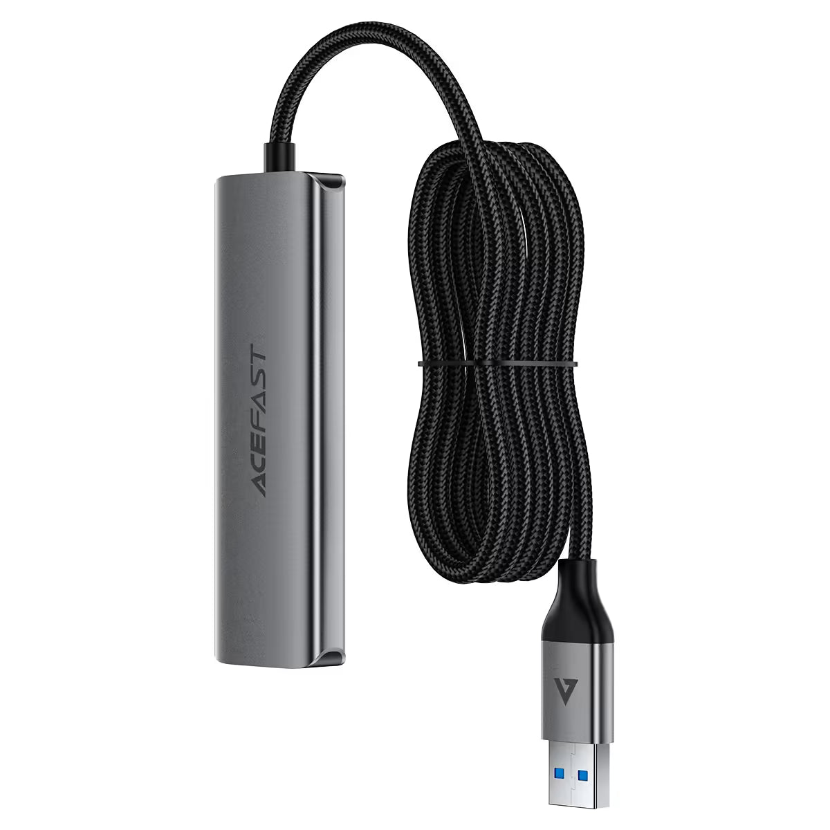 מפצל USB ותחנת עגינה חכמה 4 ב-1 ACEFAST J17 – ארבע יציאות USB 3.0 מהירות עם כבל מחוזק באורך 1 מטר