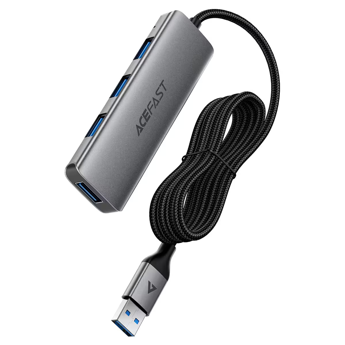 מפצל USB ותחנת עגינה חכמה 4 ב-1 ACEFAST J17 – ארבע יציאות USB 3.0 מהירות עם כבל מחוזק באורך 1 מטר