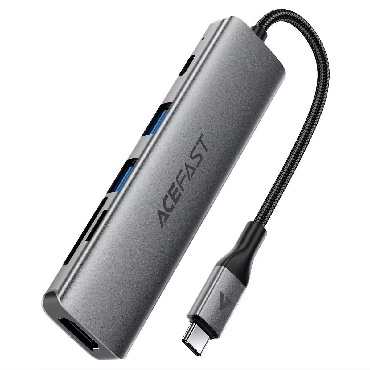 מפצל USB ותחנת עגינה 6 ב-1 ACEFAST J18 – תמיכה ב-4K 60Hz, טעינה מהירה 90W וקורא כרטיסים