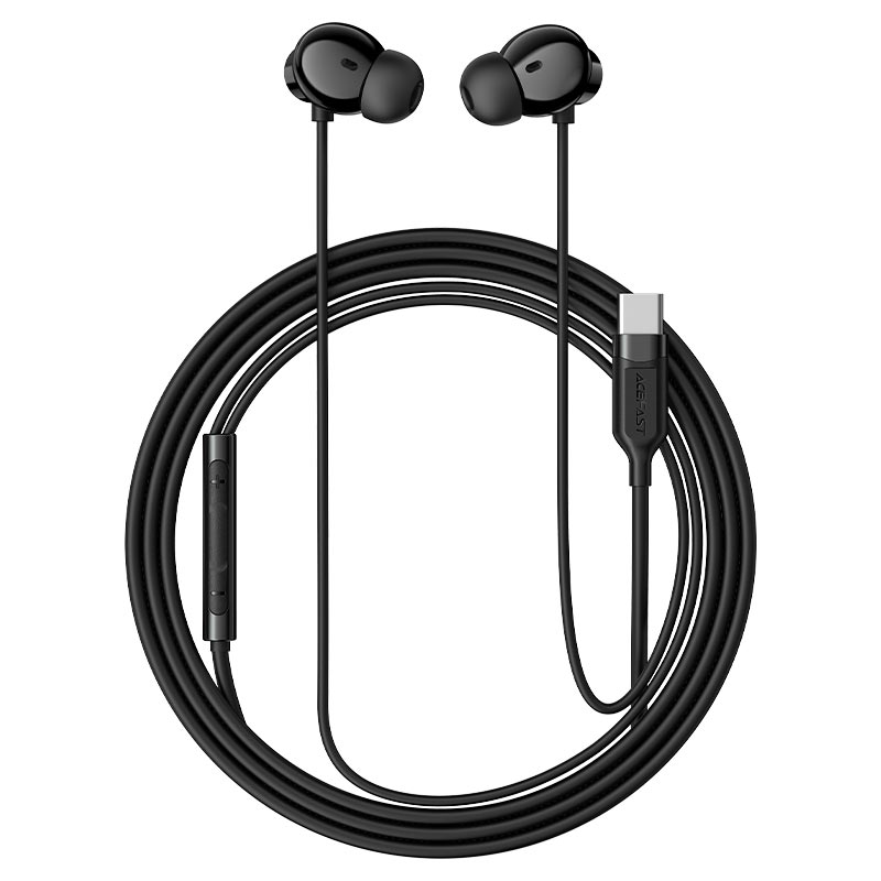 אוזניות חוטיות Acefast L10 USB-C – דרייבר 13 מ"מ וכבל סיליקון מונע קשרים
