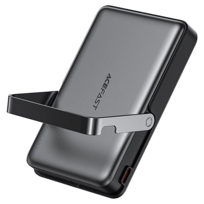 מטען נייד (סוללת גיבוי) 10000mAh לטעינה אלחוטית מגנטית מהירה PD22.5W, סטנד מובנה