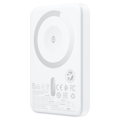 מטען נייד מגנטי ACEFAST M25-5000 – טעינה אלחוטית מהירה 15W ועיצוב אולטרה-דק PD20W, לבן