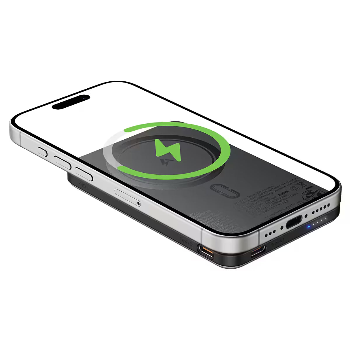מטען נייד מגנטי אולטרה-דק ACEFAST M30 5000mAh – טעינה אלחוטית מהירה 15W וחיבור טייפ סי כפול PD20W