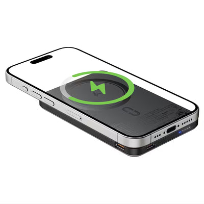 מטען נייד מגנטי אולטרה-דק ACEFAST M30 5000mAh – טעינה אלחוטית מהירה 15W וחיבור טייפ סי כפול PD20W
