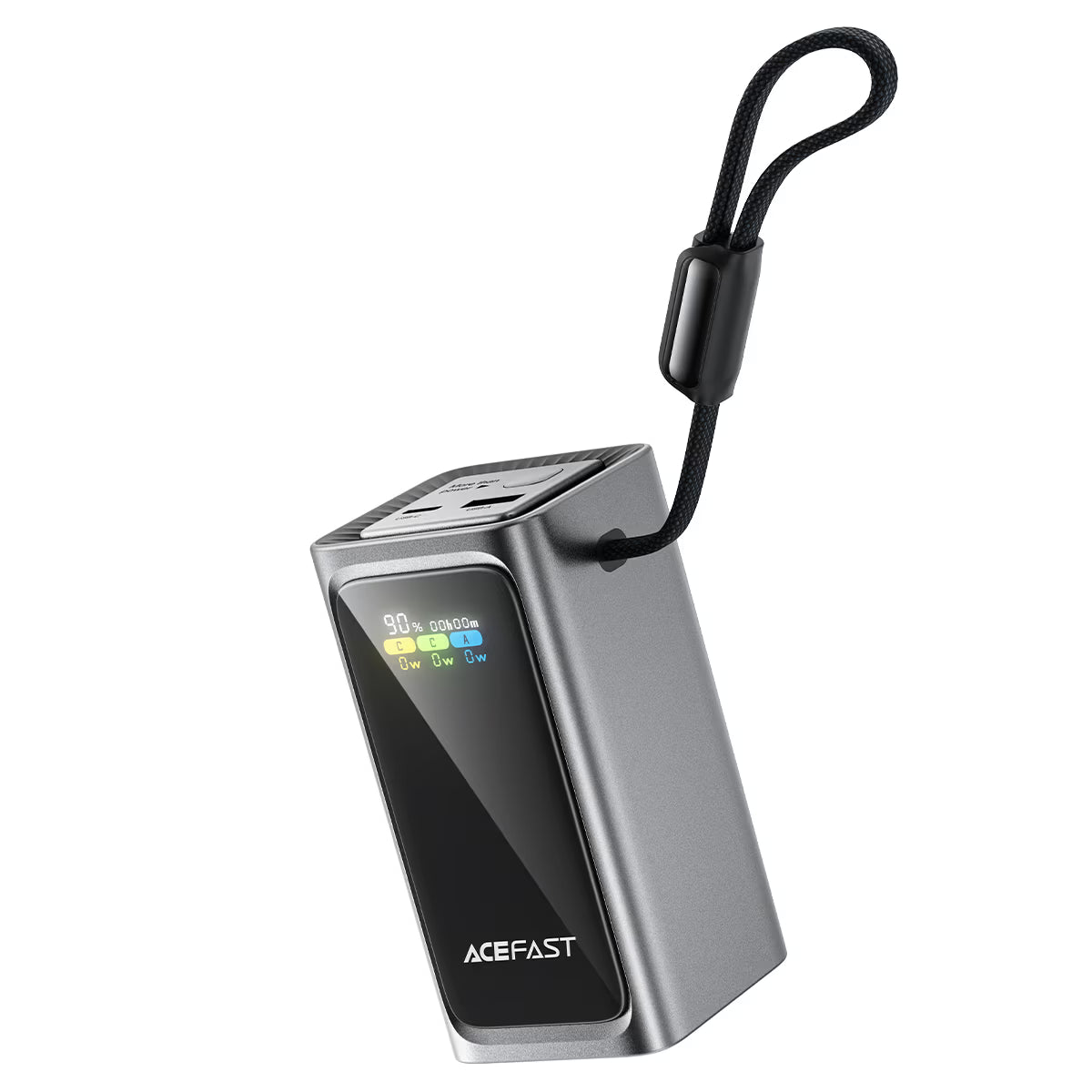 מטען נייד עוצמתי ACEFAST M33 20000mAh PD 100W – כבל מובנה ושרוך נשיאה, מסך TFT צבעוני חכם וטעינה מהירה למחשבים ניידים