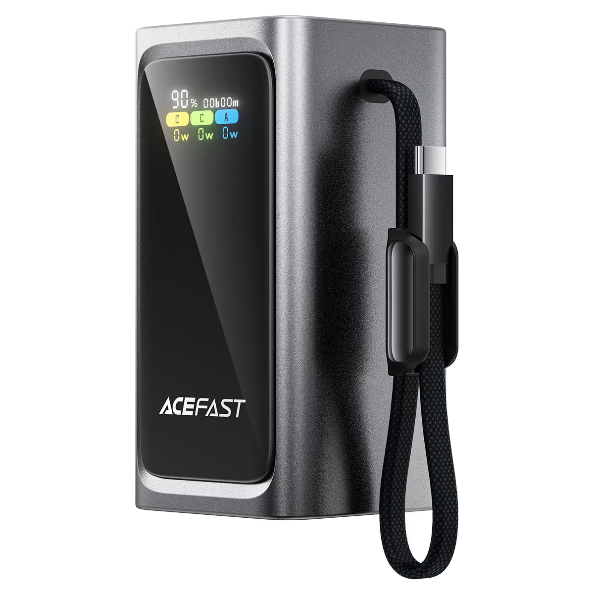 מטען נייד עוצמתי ACEFAST M33 20000mAh PD 100W – כבל מובנה ושרוך נשיאה, מסך TFT צבעוני חכם וטעינה מהירה למחשבים ניידים
