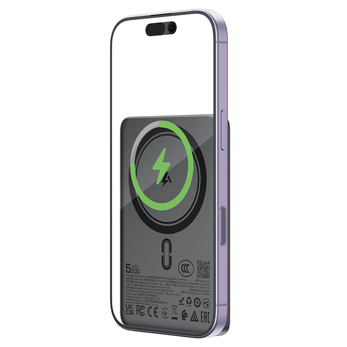 מטען נייד מגנטי אולטרה-דק מאלומיניום ACEFAST M35 5000mAh – טעינה אלחוטית מהירה 15W וזוג חיבורי טייפ סי 18W