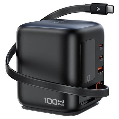 מטען שולחני חכם ACEFAST Z10 PD100W GaN – הספק 100W, כבל USB-C נשלף ומסך צבעוני