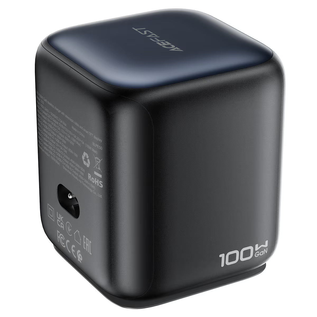 מטען שולחני חכם ACEFAST Z10 PD100W GaN – הספק 100W, כבל USB-C נשלף ומסך צבעוני