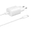 סט ראש מטען קיר סמסונג וכבל USB-C ל-USB-C, טעינה מהירה 25W, לבן