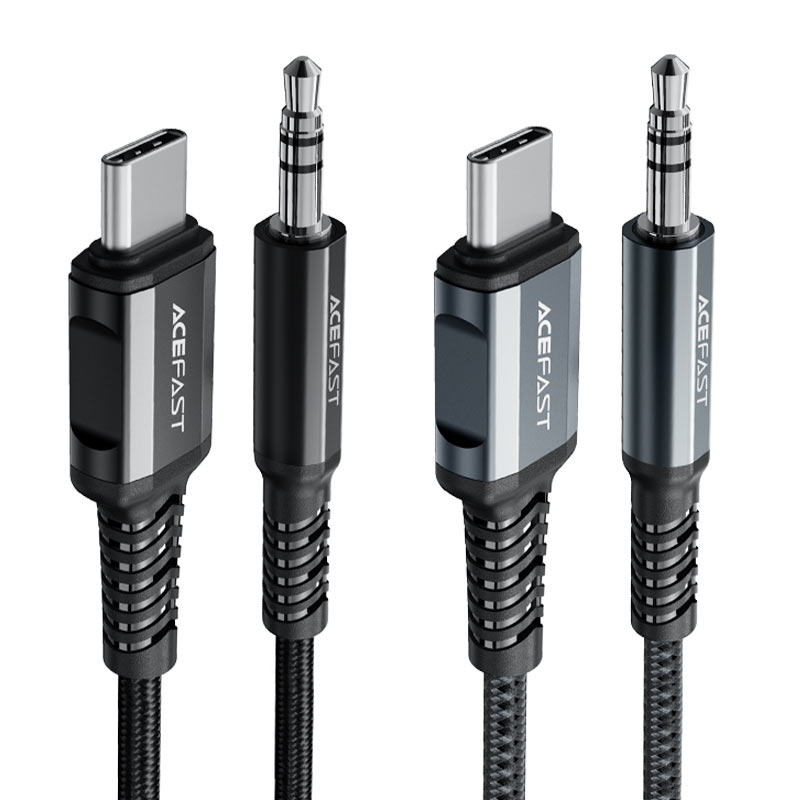 כבל אודיו איכותי USB-C ל-AUX 3.5mm זכר, מחברי סגסוגת אלומיניום בחיפוי קלוע, 1.2 מטר