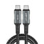 כבל סנכרון וטעינה מהירה USB-C ל-USB-C בחיפוי קלוע, ,תומך בטעינה מהירה עד 100W, אורך 2 מטר
