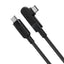 כבל סנכרון וטעינה איכותי USB-C ל-USB-C בזווית 90°, חיפוי קלוע, 2 מטר